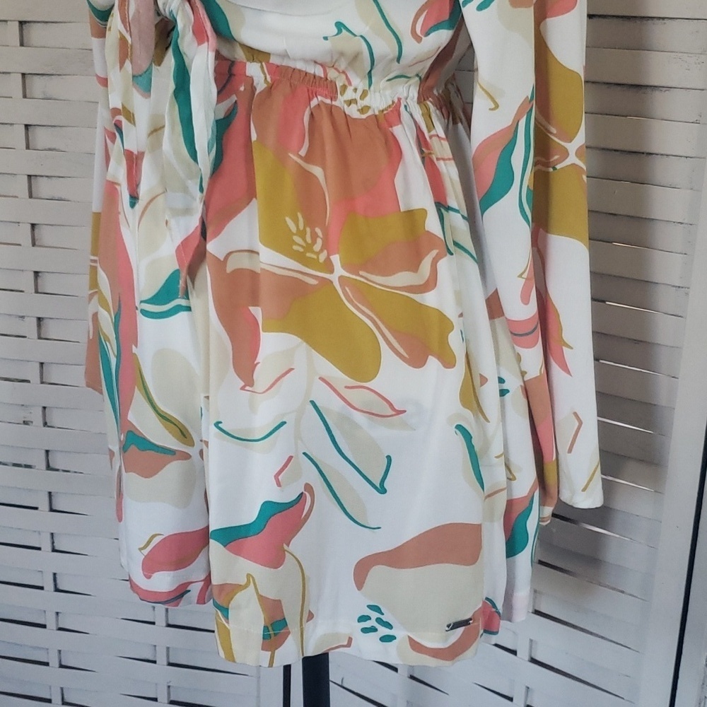 Roxy new floral long wide sleeves waist tie jumper XS - Picture 3 of 7